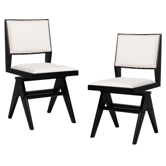 Swivel Wooden Dining Chair Set of 2 with Rubber Wood Frame and Padded Seat-Black - - Home & Garden