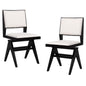 Swivel Wooden Dining Chair Set of 2 with Rubber Wood Frame and Padded Seat-Black - - Home & Garden