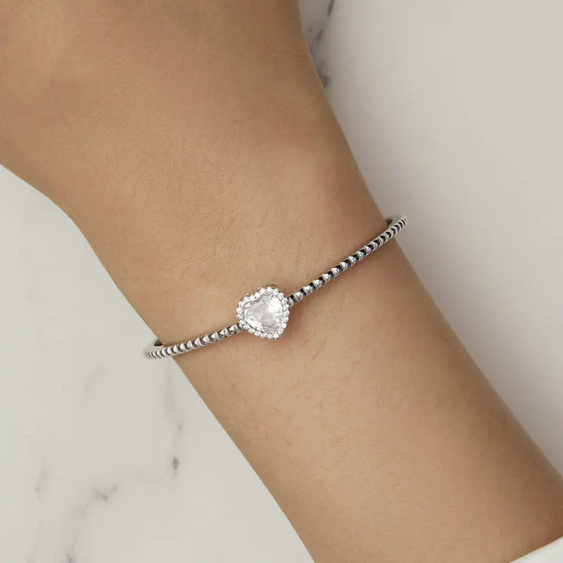 Heart-Shaped S925 Sterling Silver Bracelet Kia Day Design