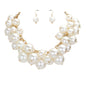 Chunky Pearl Collar Necklace - Cream Gold - Jewelry Sets