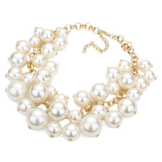 Chunky Pearl Collar Necklace - - Jewelry Sets
