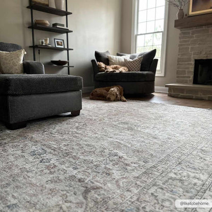 Cream Holi-2301 Washable Area Rug - - Rugs
