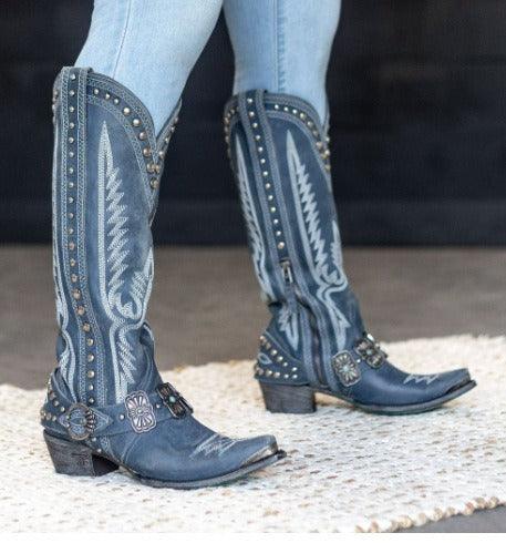 Women’s Custom Embellished Cowgirl Boots- Country in My Heart- {{Product type}}