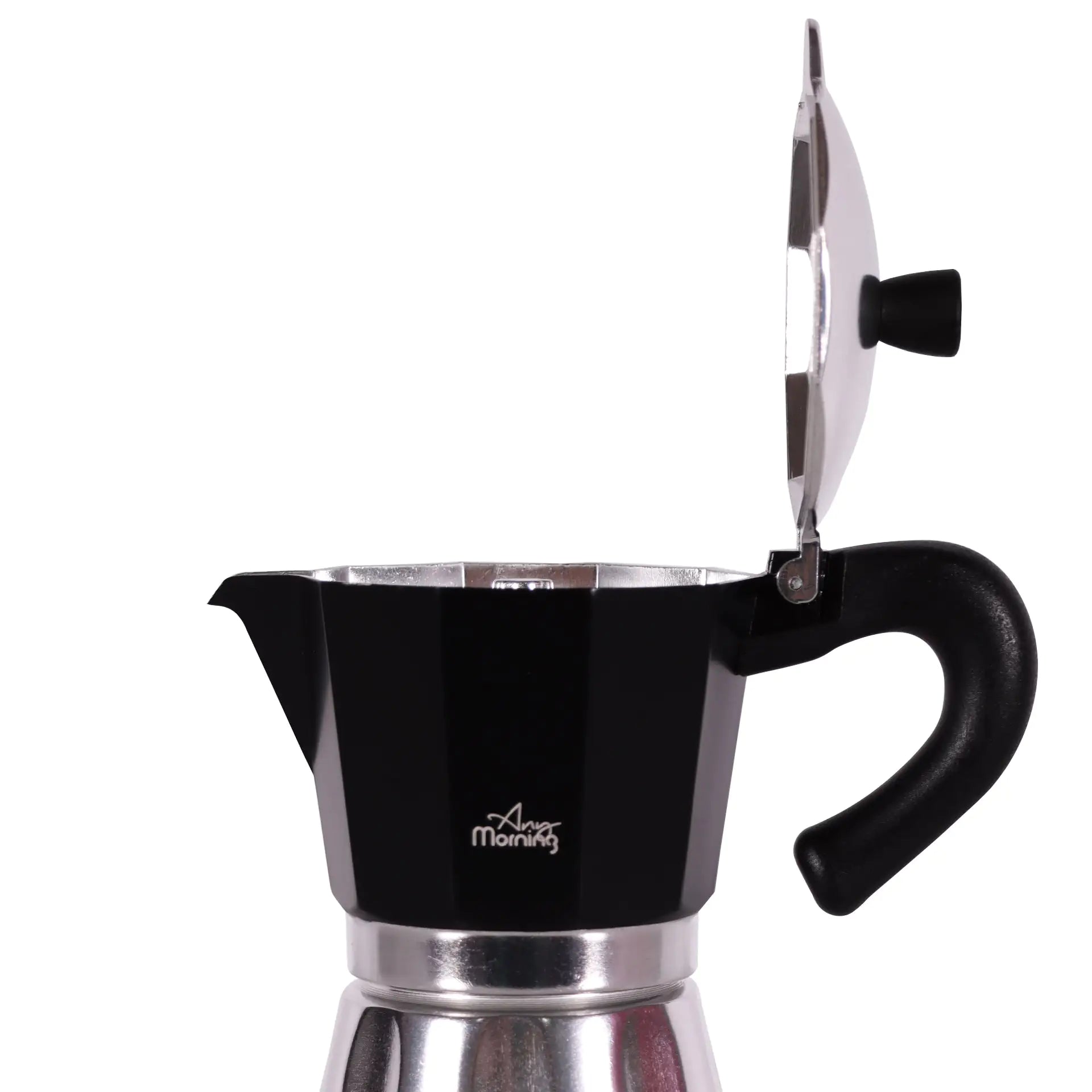 Aluminum Stovetop Espresso Moka Pot Black 240 ml - 8 oz - Kia Day Design