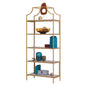 Gold Metal Display Rack Etagere Bookcase with 5 Faux Stone Storage Shelves - - Living Room > Bookcases