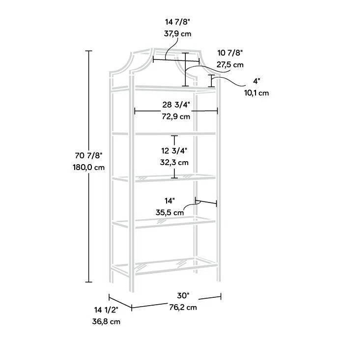 Gold Metal Display Rack Etagere Bookcase with 5 Faux Stone Storage Shelves - - Living Room > Bookcases