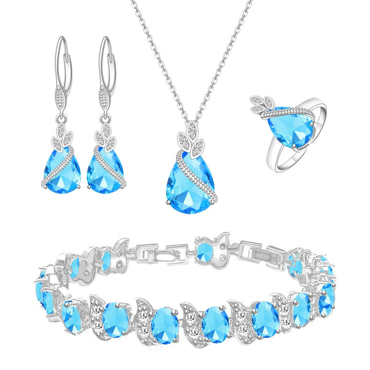 LMXXVJ Aquamarine Australian Crystal Jewelry Set - - jewelry set