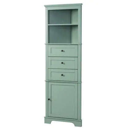 Green Triangular Tall Cabinet With 3 Drawers and Adjustable Shelves - Kia Day Design