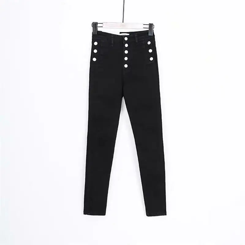 High Waist Button Down Thick Jeans for Women - Kia Day Design
