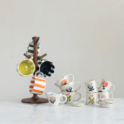 Hand-Painted Ceramic Petite Floral Mug | 4 Styles - - Kitchen & Bath