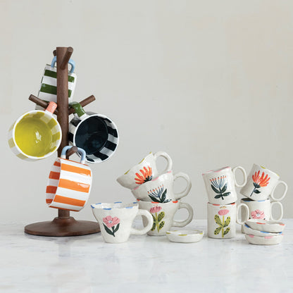 Hand-Painted Ceramic Petite Floral Mug | 4 Styles - - Kitchen & Bath