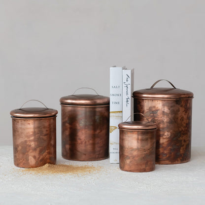 Oxidized Copper Finish Stainless Steel Canisters - - canisters