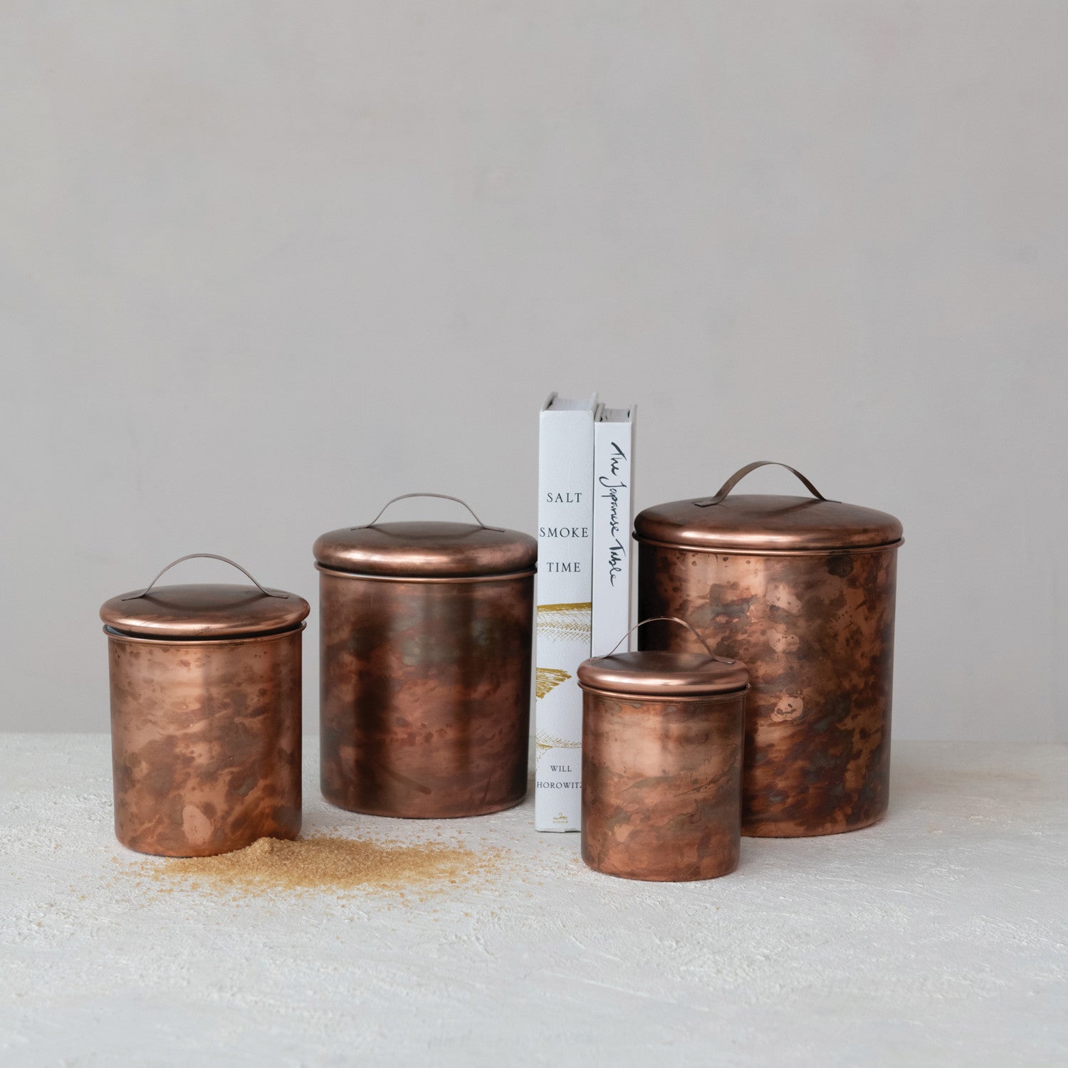 Oxidized Copper Finish Stainless Steel Canisters - - canisters