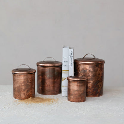 Oxidized Copper Finish Stainless Steel Canisters - - canisters