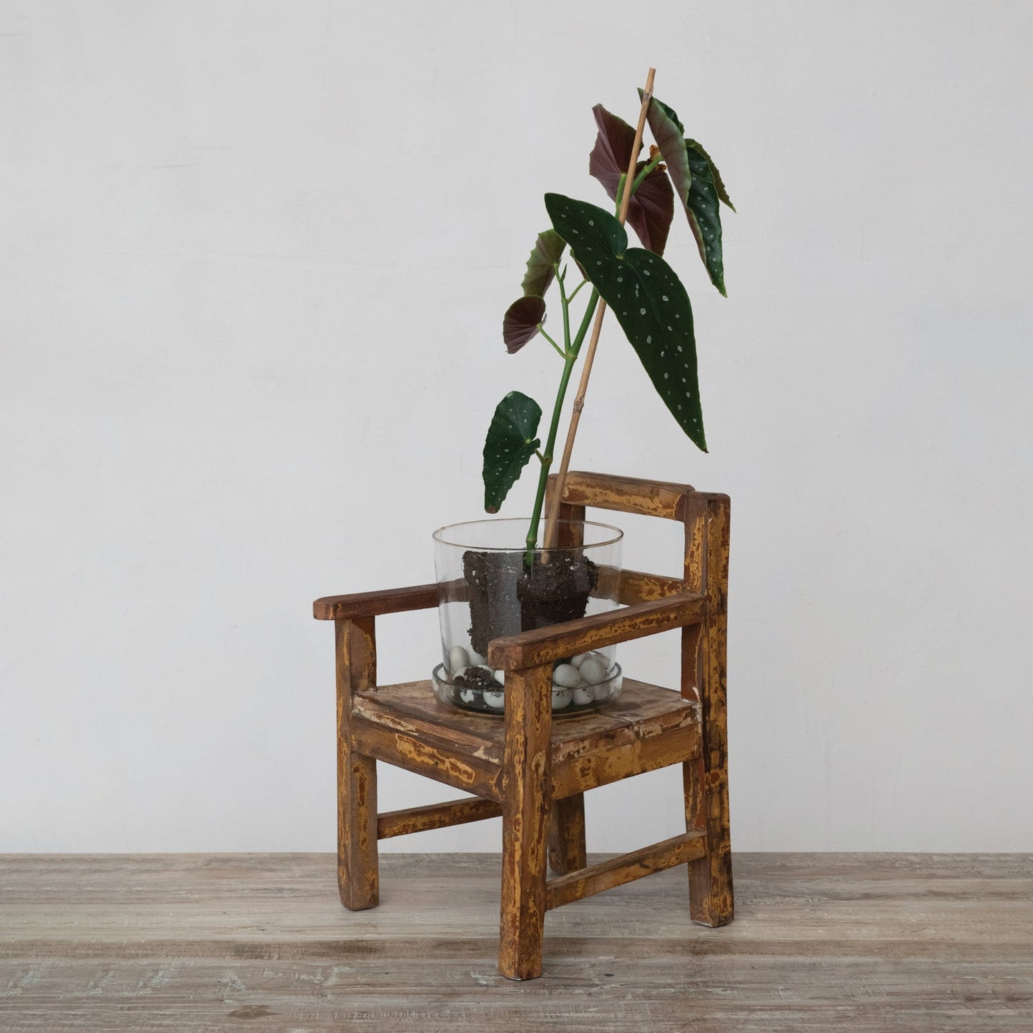 Distressed Reclaimed Wood Mini Decorative Chair - - Furniture