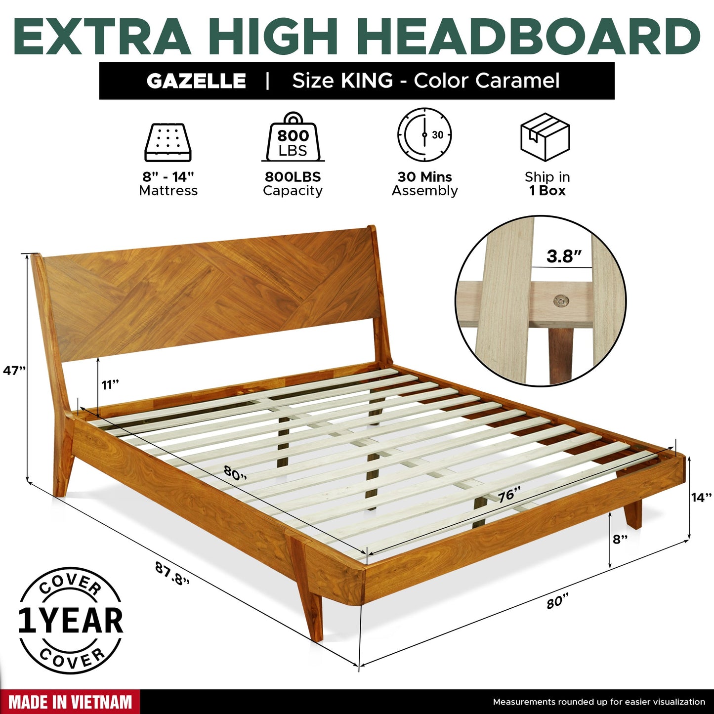Gazelle Platform Bed Frame - - Bed Frame
