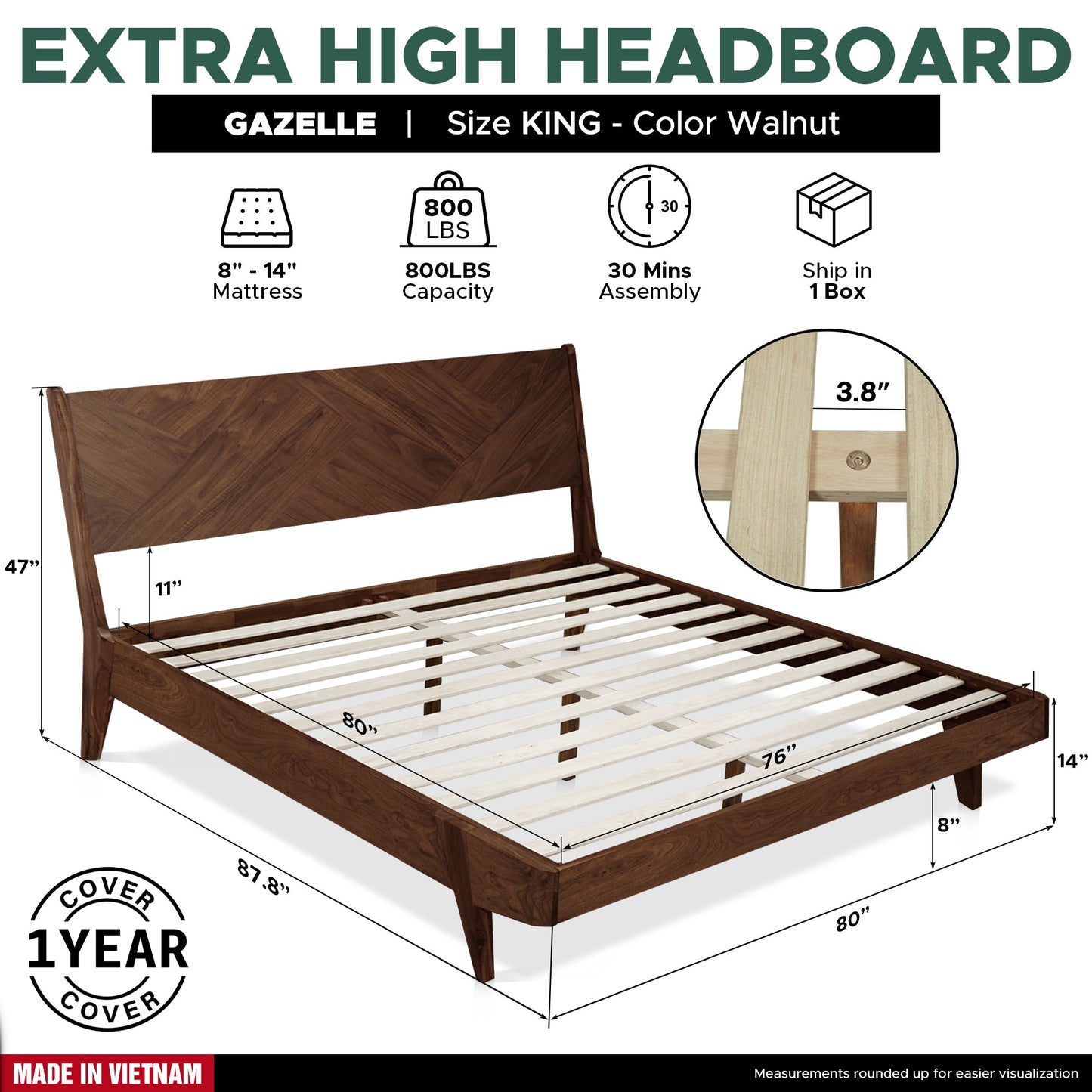 Gazelle Platform Bed Frame - - Bed Frame