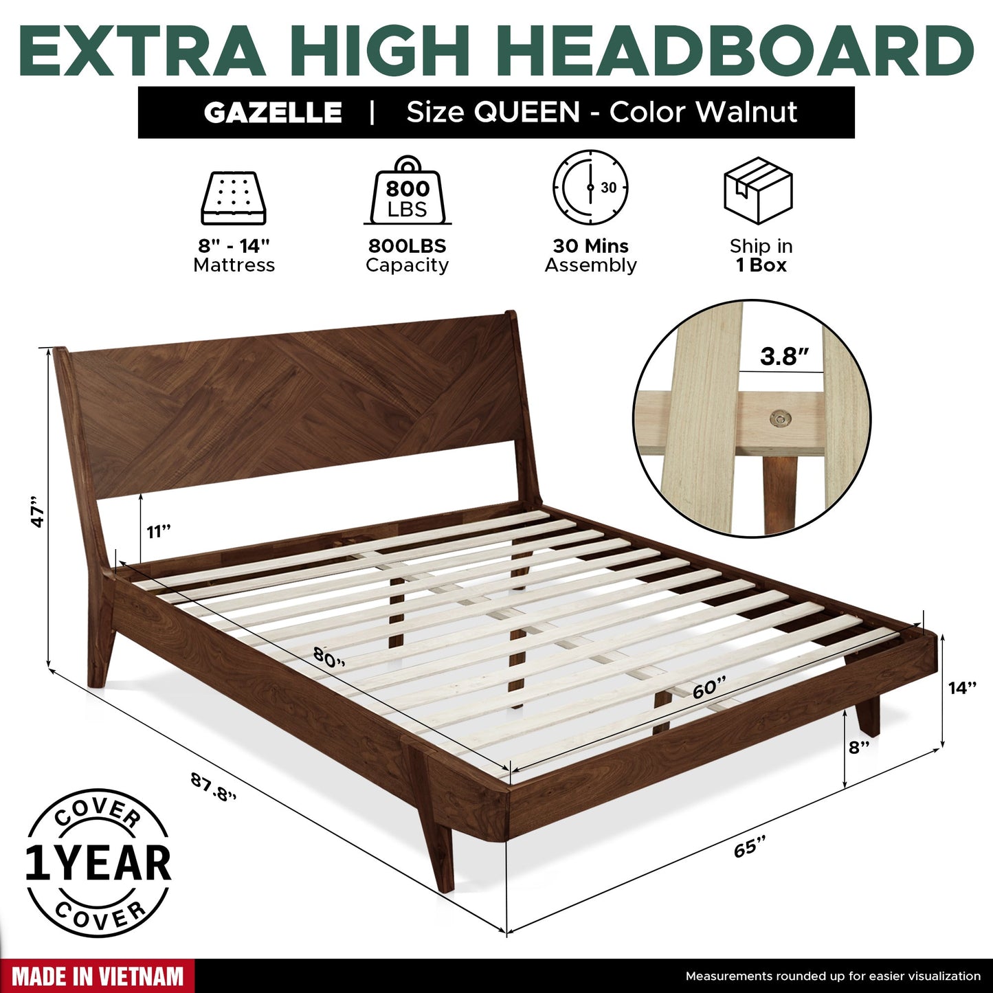 Gazelle Platform Bed Frame - - Bed Frame