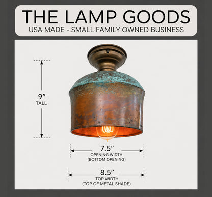 Handcrafted Copper Farmhouse Ceiling Light | 8.5" Flush Mount - - Farmhouse Lighting