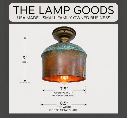 Handcrafted Copper Farmhouse Ceiling Light | 8.5" Flush Mount - - Farmhouse Lighting