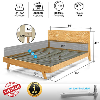 Harmony Solid Wood Bed Frame - - Bed Frame