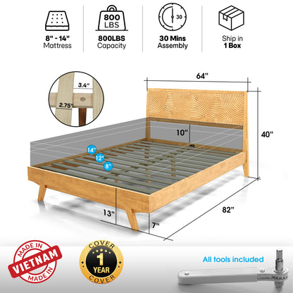 Harmony Solid Wood Bed Frame - - Bed Frame