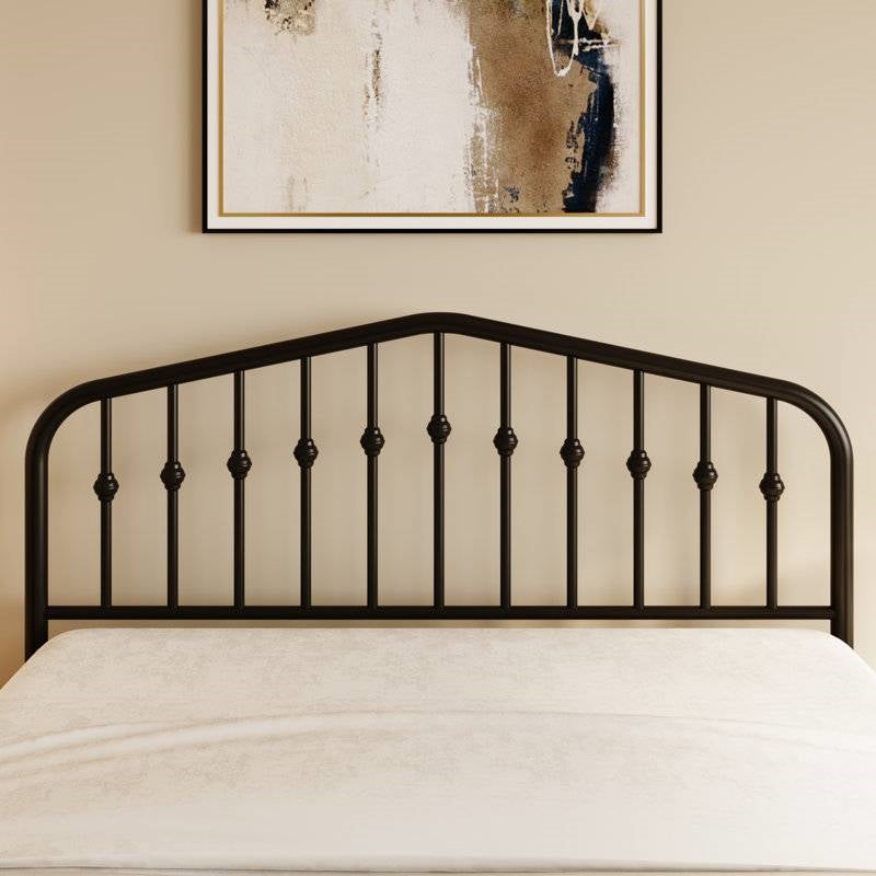 Queen Farmhouse Spindle Black Metal Platform Bed Frame with Headboard Footboard - - Bedroom > Bed Frames > Metal Beds