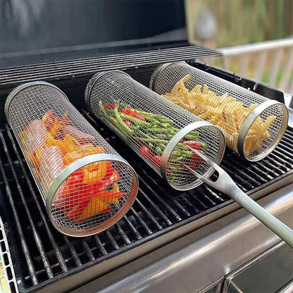 20cm/30cm  BBQ Basket Stainless Steel Grill Outdoor Round BBQ Grid Kia Day Design