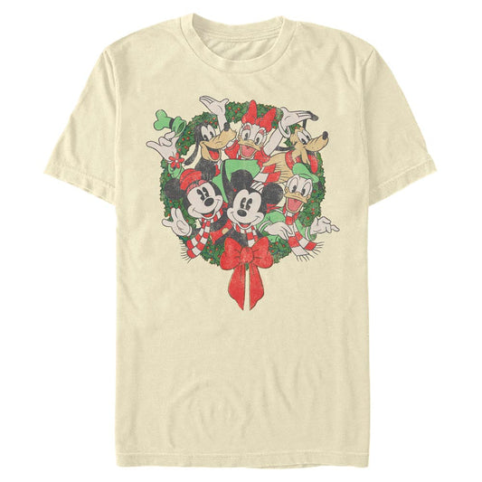 Men's Disney Christmas Group Shot Wreath T-Shirt - - T-Shirt