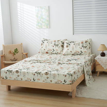 DaDalogy Enchanted Meadow Bed in a bag Set - Victoria Garden Delicate Floral Symphony in Beige, Rose, and Soft Green, Luxuriously Soft Quilted Set- DaDalogy Bedding Collection- {{Product type}}