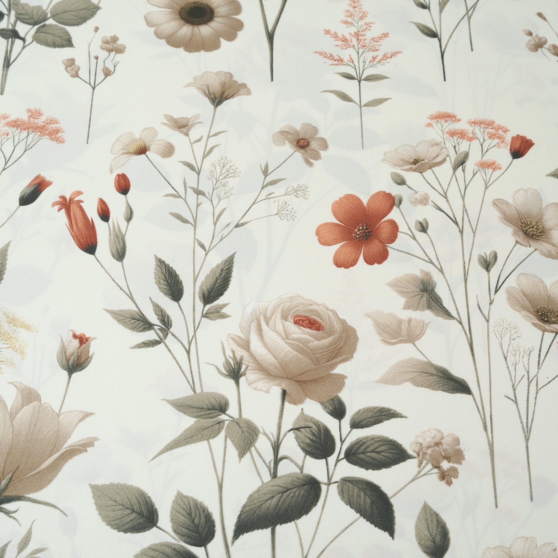 DaDalogy Enchanted Meadow Bed Sheet Set - Floral Harmony in Beige, Rose, and Soft Green, Premium Soft Microfiber, Machine Washable, Deep Pocket 14 - 15 Inches + Flat Sheet- DaDalogy Bedding Collection- {{Product type}}