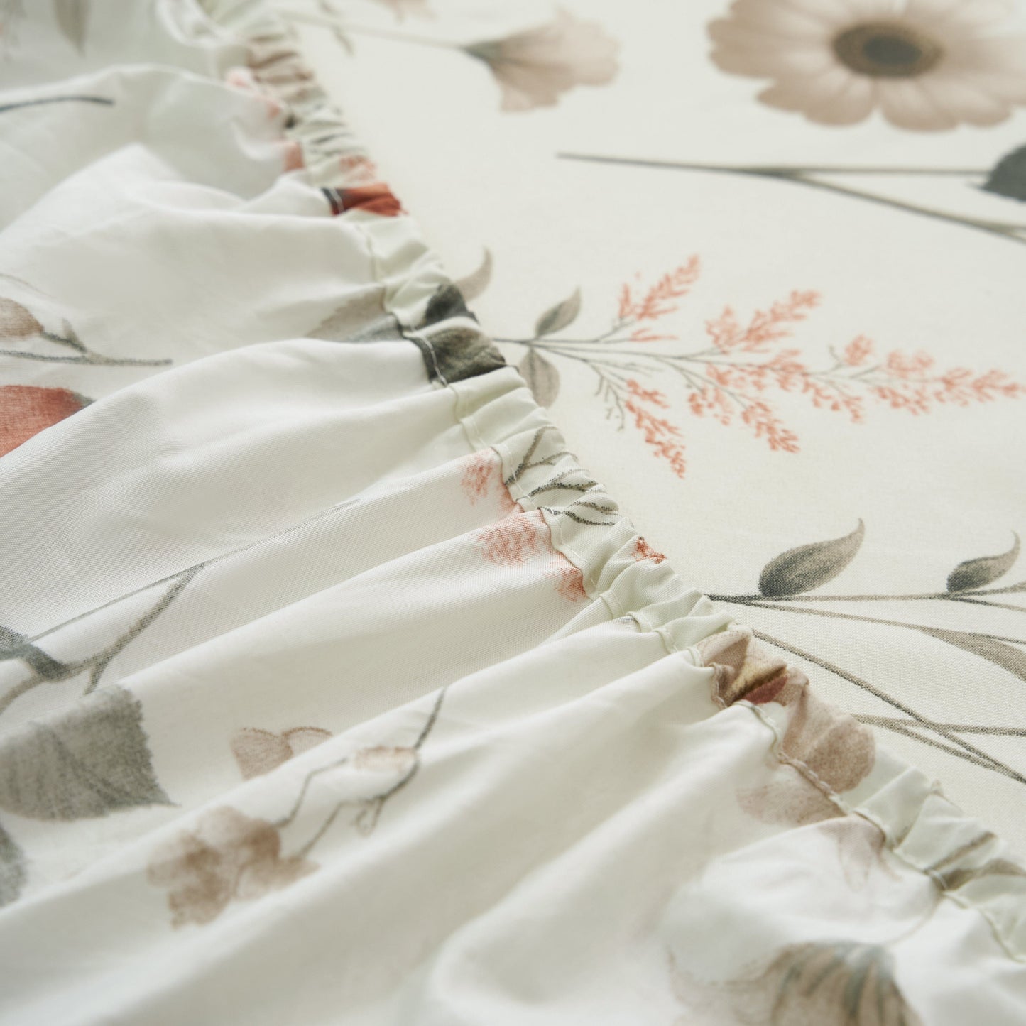 DaDalogy Enchanted Meadow Bed in a bag Set - Victoria Garden Delicate Floral Symphony in Beige, Rose, and Soft Green, Luxuriously Soft Quilted Set- DaDalogy Bedding Collection- {{Product type}}