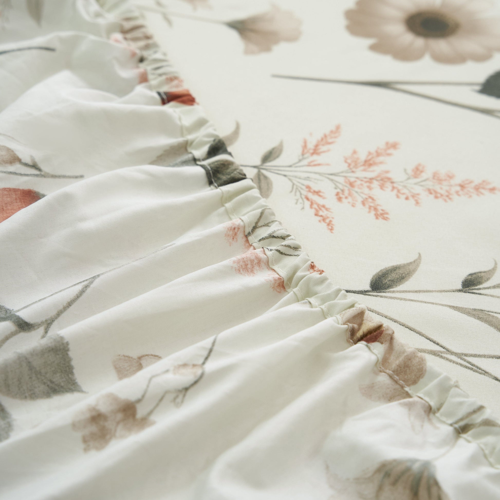 DaDalogy Enchanted Meadow Bed in a bag Set - Victoria Garden Delicate Floral Symphony in Beige, Rose, and Soft Green, Luxuriously Soft Quilted Set- DaDalogy Bedding Collection- {{Product type}}