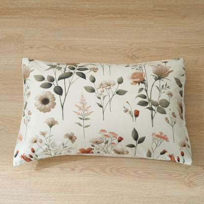 DaDalogy Enchanted Meadow Bed in a bag Set - Victoria Garden Delicate Floral Symphony in Beige, Rose, and Soft Green, Luxuriously Soft Quilted Set- DaDalogy Bedding Collection- {{Product type}}