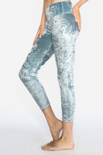 Velvet Cropped Leggings Made in USA - - Leggings