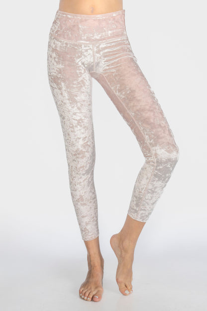 Velvet Cropped Leggings Made in USA - PINK - Leggings