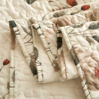 DaDalogy Enchanted Meadow Bed in a bag Set - Victoria Garden Delicate Floral Symphony in Beige, Rose, and Soft Green, Luxuriously Soft Quilted Set- DaDalogy Bedding Collection- {{Product type}}