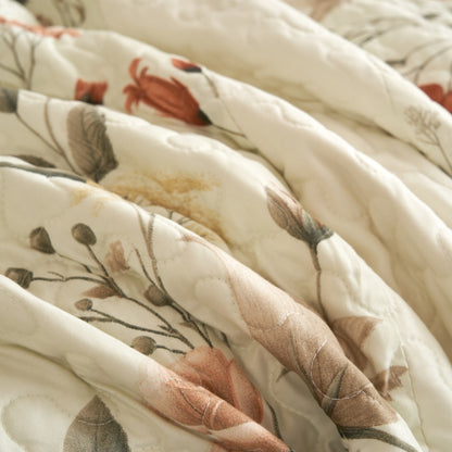 DaDalogy Enchanted Meadow Bed in a bag Set - Victoria Garden Delicate Floral Symphony in Beige, Rose, and Soft Green, Luxuriously Soft Quilted Set- DaDalogy Bedding Collection- {{Product type}}