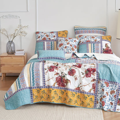 Tache Cotton Floral Jacobean Blue White Old World Garden Cushion Covers 2-Pieces (JHW-936) - - Euro Sham / Cushion Cover