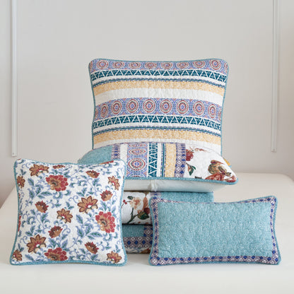 Tache Cotton Floral Jacobean Blue White Old World Garden Cushion Covers 2-Pieces (JHW-936) - - Euro Sham / Cushion Cover