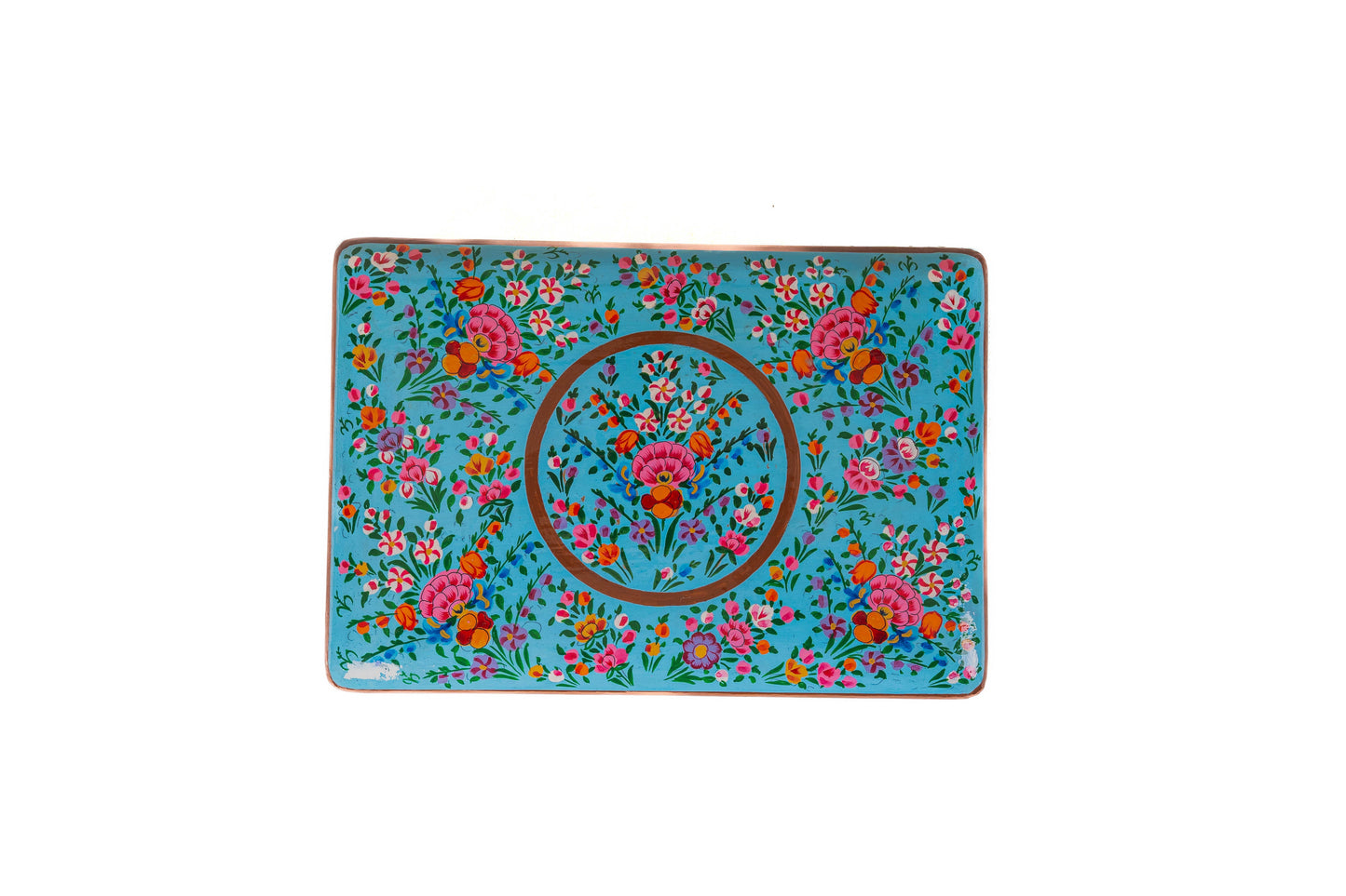 Turquoise Enchantment Hand-Painted Paper Mache Jewelry Box - - Papier-mâché