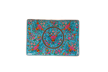 Turquoise Enchantment Hand-Painted Paper Mache Jewelry Box - - Papier-mâché