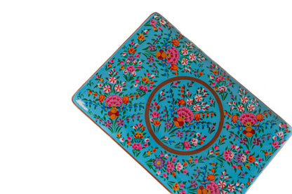 Turquoise Enchantment Hand-Painted Paper Mache Jewelry Box - - Papier-mâché