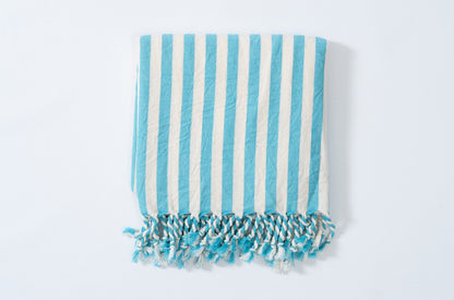 Girit Turquoise Cotton Linen Towel - - Towels
