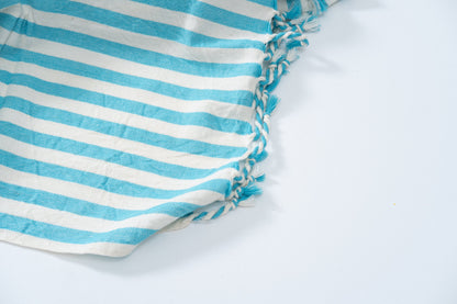 Girit Turquoise Cotton Linen Towel - - Towels