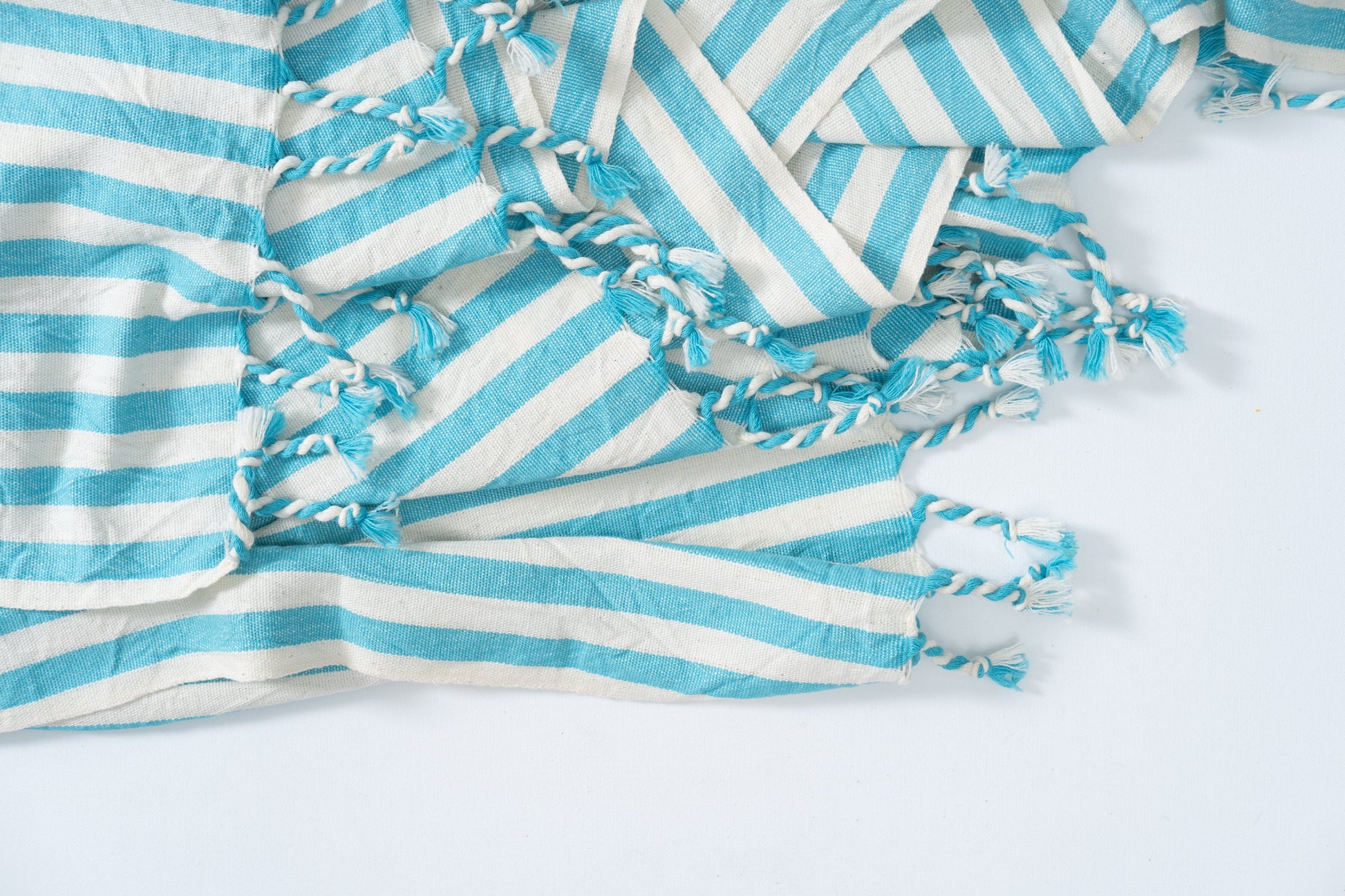 Girit Turquoise Cotton Linen Towel - - Towels