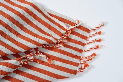 Girit Burgundy Cotton Linen Towel - - Towels