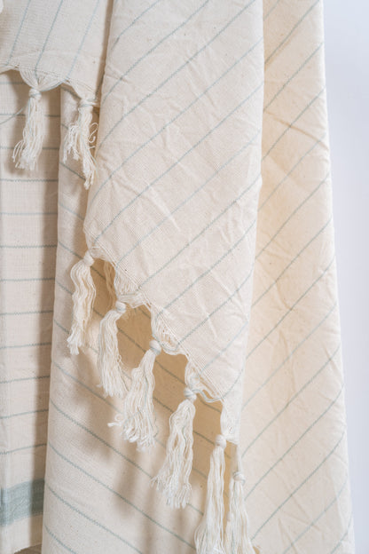 Drama Blue Cotton Linen Towel - - Towels