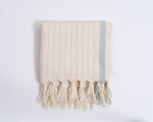 Drama Blue Cotton Linen Towel - - Towels