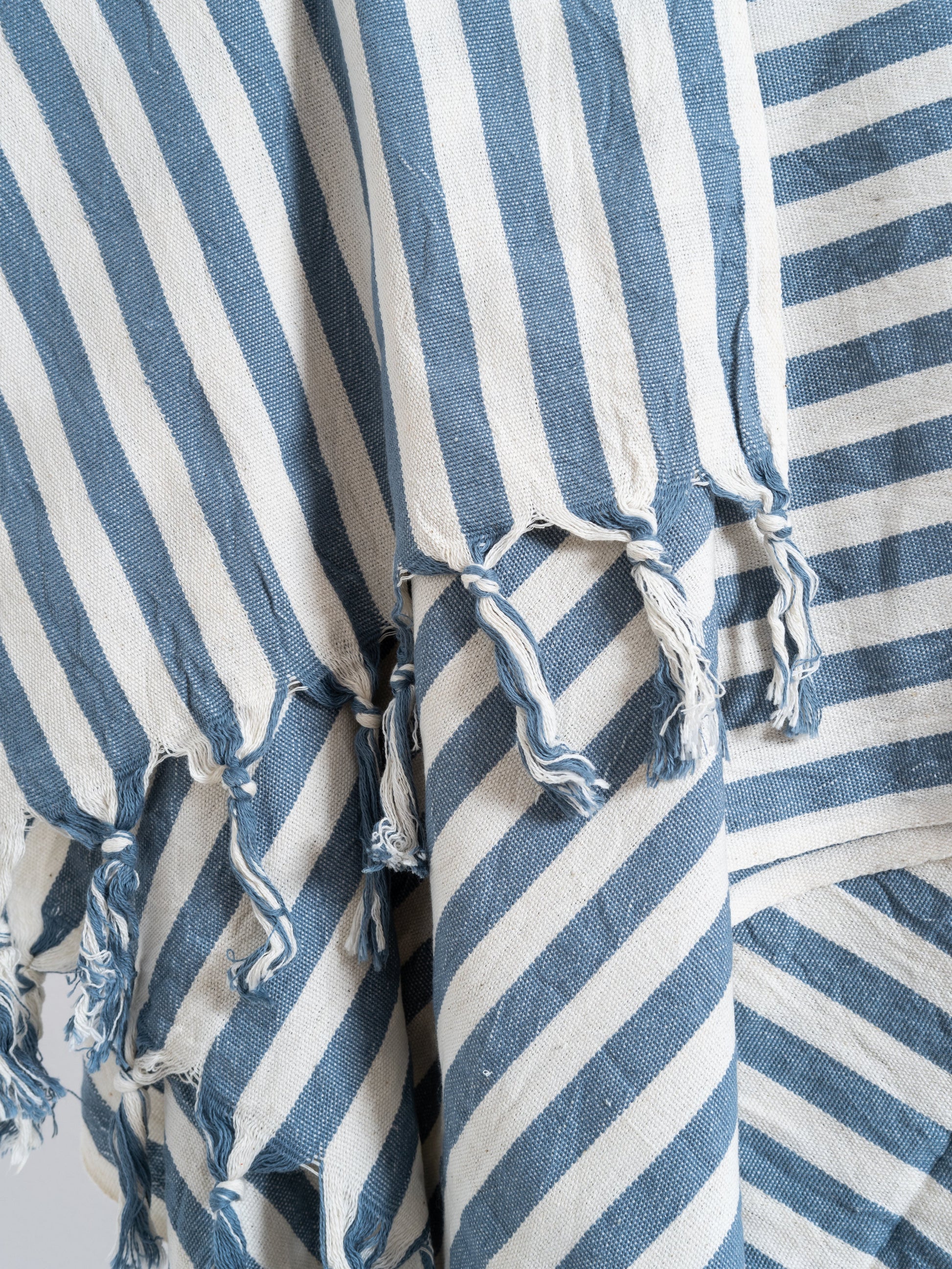 Girit Blue Cotton Linen Towel - - Towels